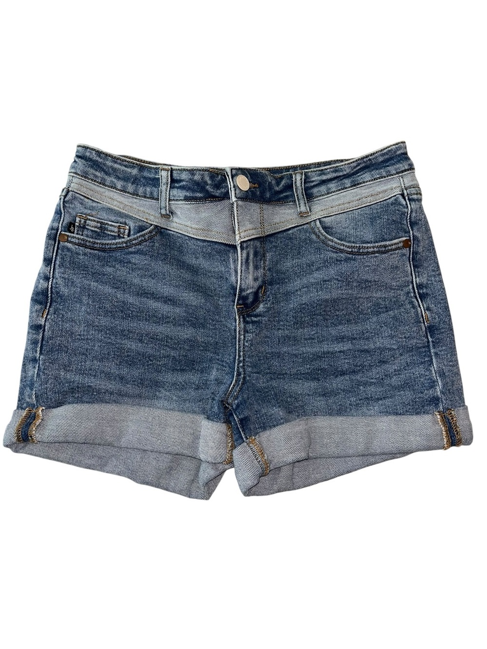 Judy Blue Women’s Medium Denim Shorts Cuffed High Rise Foldover Waist